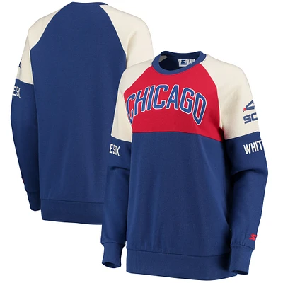 Sweat-shirt Starter Royal/Rouge Chicago White Sox Baseline Raglan pour femmes