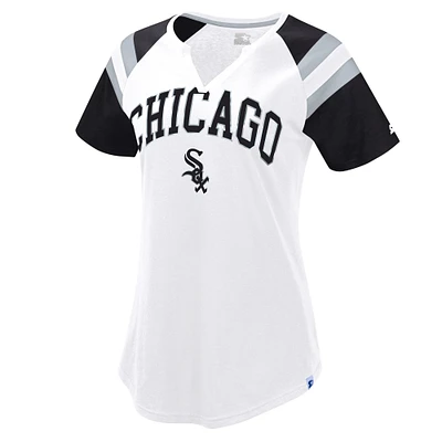 Women's Starter White/Black Chicago White Sox Game On Notch Neck Raglan T-Shirt
