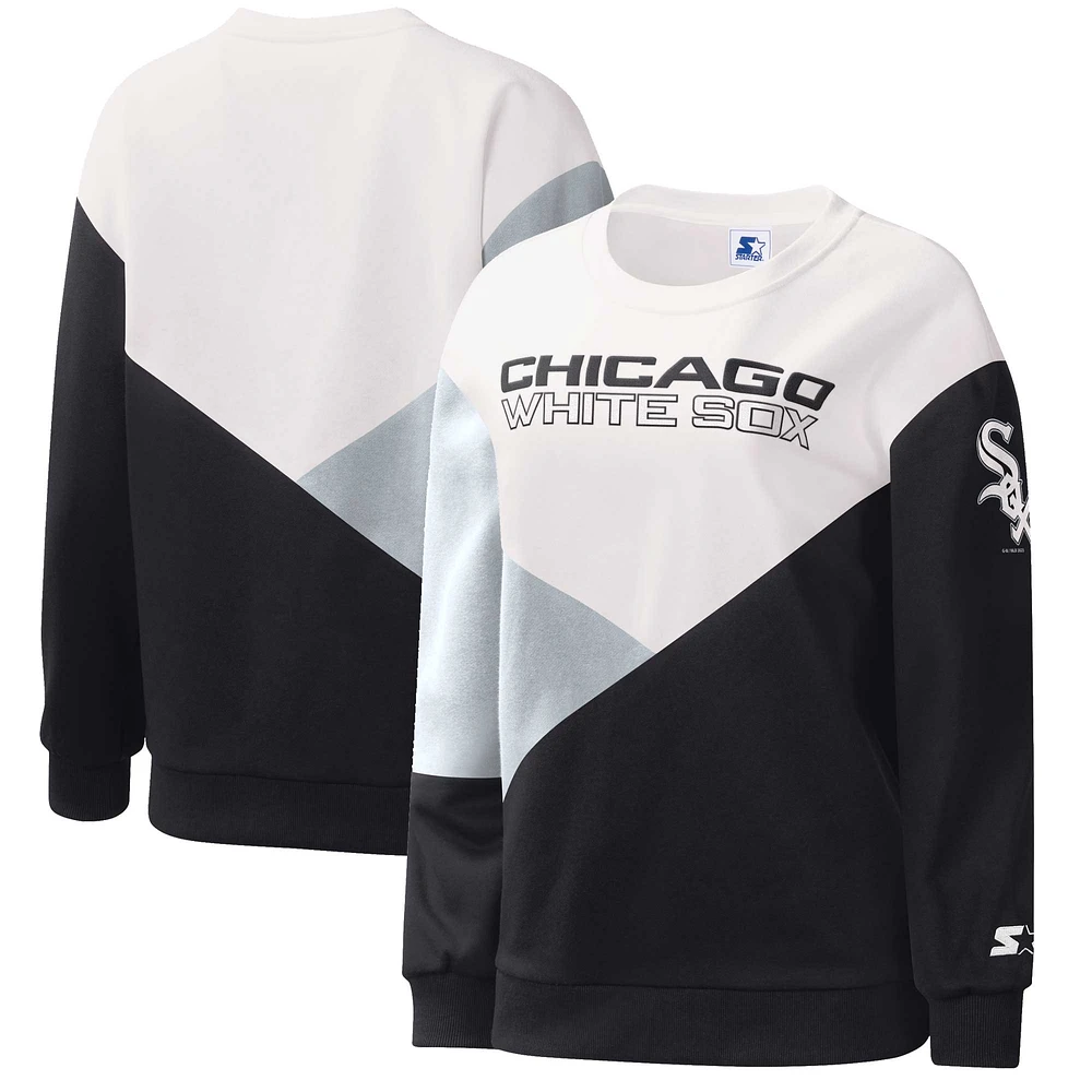 Sweat-shirt à enfiler blanc/noir Chicago White Sox Shutout pour femme