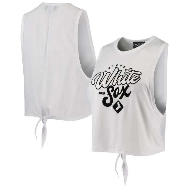 Women's The Wild Collective Black Chicago White Sox Twisted Tie Front Tank Top Size: Medium