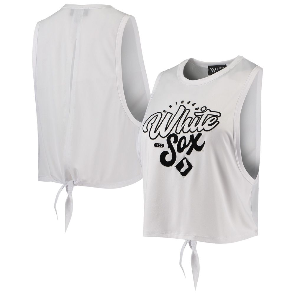 Women's The Wild Collective White Chicago Sox Open Back Twist-Tie Tank Top