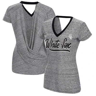 T-shirt à col en V pour femme Touch Black Chicago White Sox Halftime Back Wrap Top