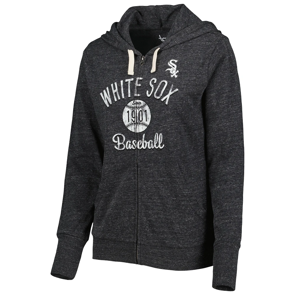 Women's Touch Black Chicago White Sox Training Camp Tri-Blend Lightweight Full-Zip Hoodie