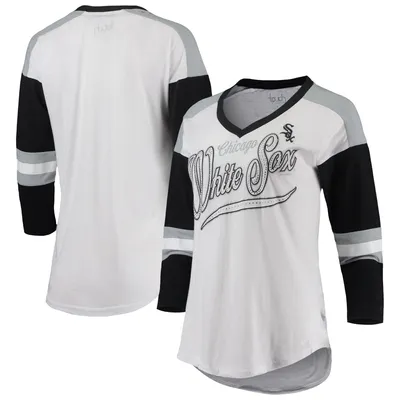Chicago White Sox Touch Women's Base Runner 3/4-Sleeve V-Neck T-Shirt - White/Black
