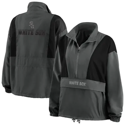 Chicago White Sox WEAR by Erin Andrews Women's Packable Half-Zip Jacket - Charcoal