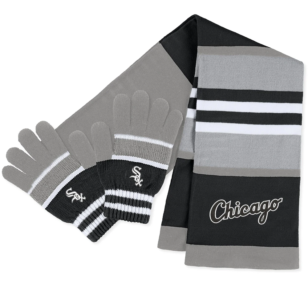 WEAR by Erin Andrews Ensemble gants et écharpe à rayures des White Sox de Chicago pour femmes