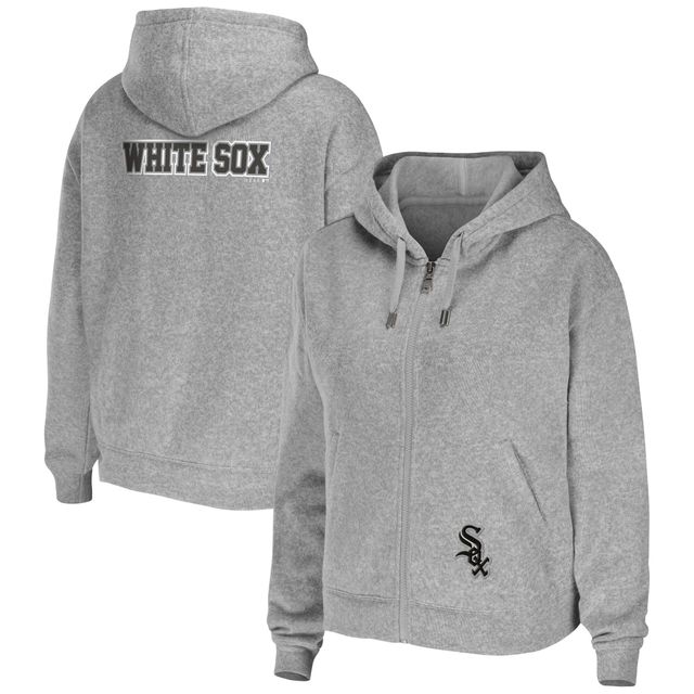 Sweat à capuche zippé WEAR by Erin Andrews Chicago White Sox gris chiné pour femme