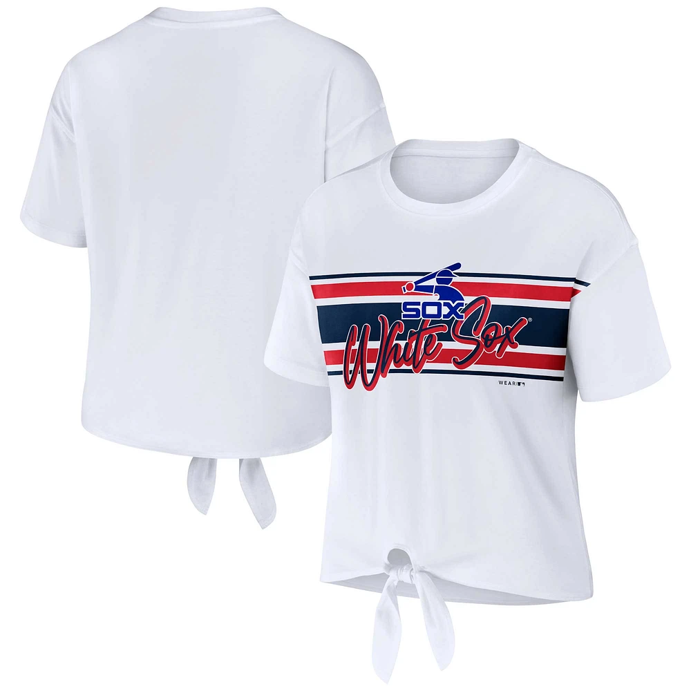 T-shirt WEAR by Erin Andrews White Chicago Sox à nouer sur le devant pour femme