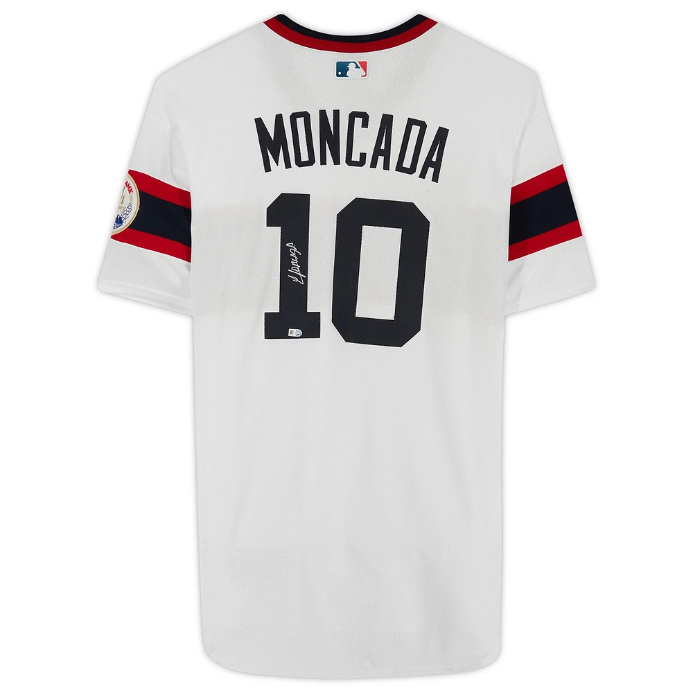 Yoan Moncada Chicago White Sox Autographed White Nike Authentic Throwback Jersey