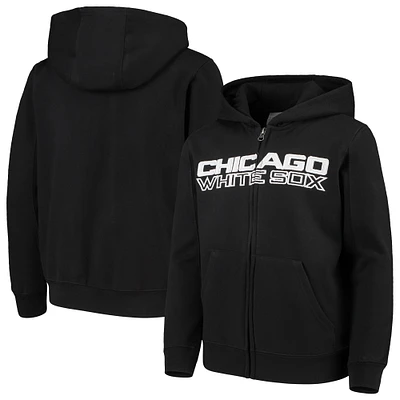 Youth Black Chicago White Sox Team Color Wordmark Full-Zip Hoodie