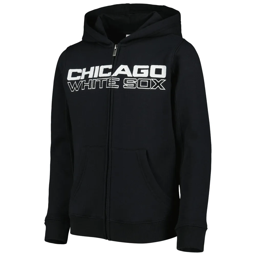 Youth Black Chicago White Sox Wordmark Full-Zip Fleece Hoodie