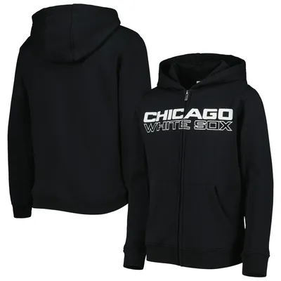 Youth Black Chicago White Sox Wordmark Full-Zip Fleece Hoodie