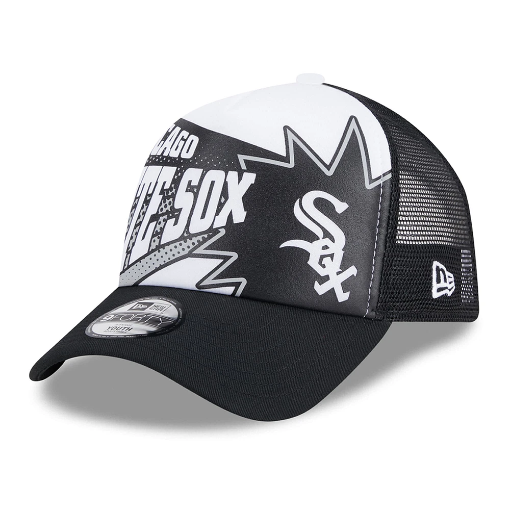 Casquette réglable New Era noire Chicago White Sox Boom 9FORTY pour jeune