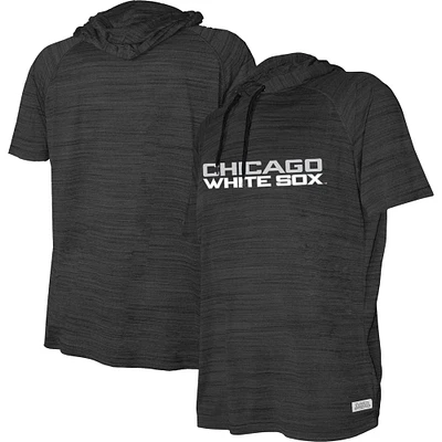 Chandail à capuchon manches courtes raglan Stitches Heather Black Chicago White Sox pour jeune