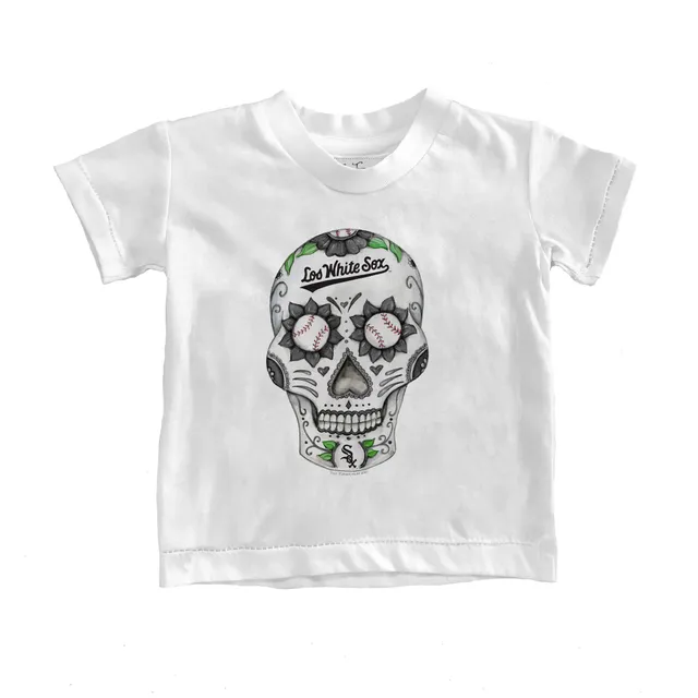 Girls Toddler Tiny Turnip Black Chicago White Sox Sugar Skull Fringe T-Shirt Size: 4T