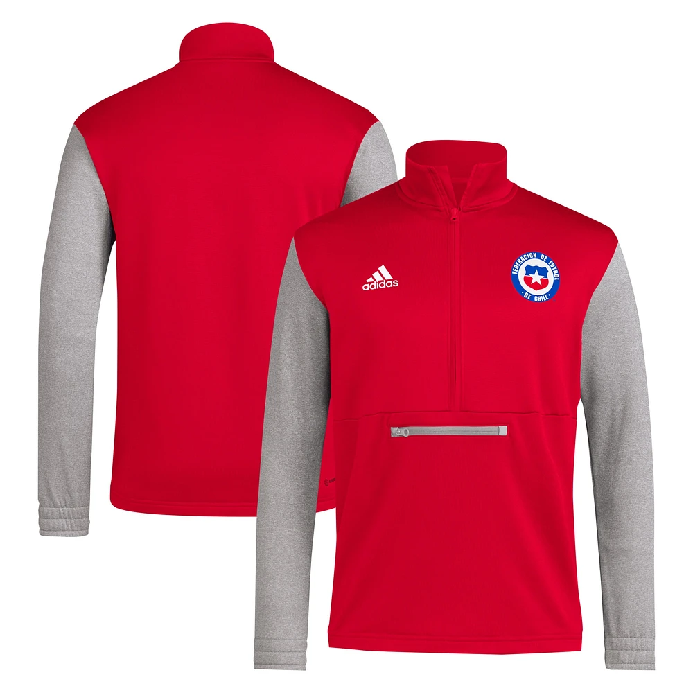 Haut à demi-zip adidas de l'équipe nationale du Chili rouge AEROREADY pour hommes