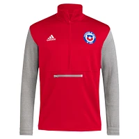 Haut à demi-zip adidas de l'équipe nationale du Chili rouge AEROREADY pour hommes