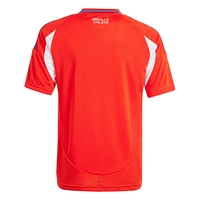 Maillot adidas rouge pour jeunes de l'équipe nationale du Chili 2024, réplique domicile