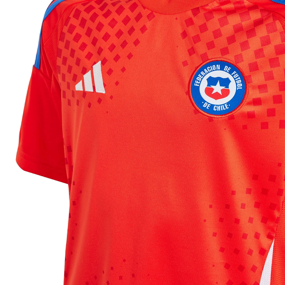 Maillot adidas rouge pour jeunes de l'équipe nationale du Chili 2024, réplique domicile