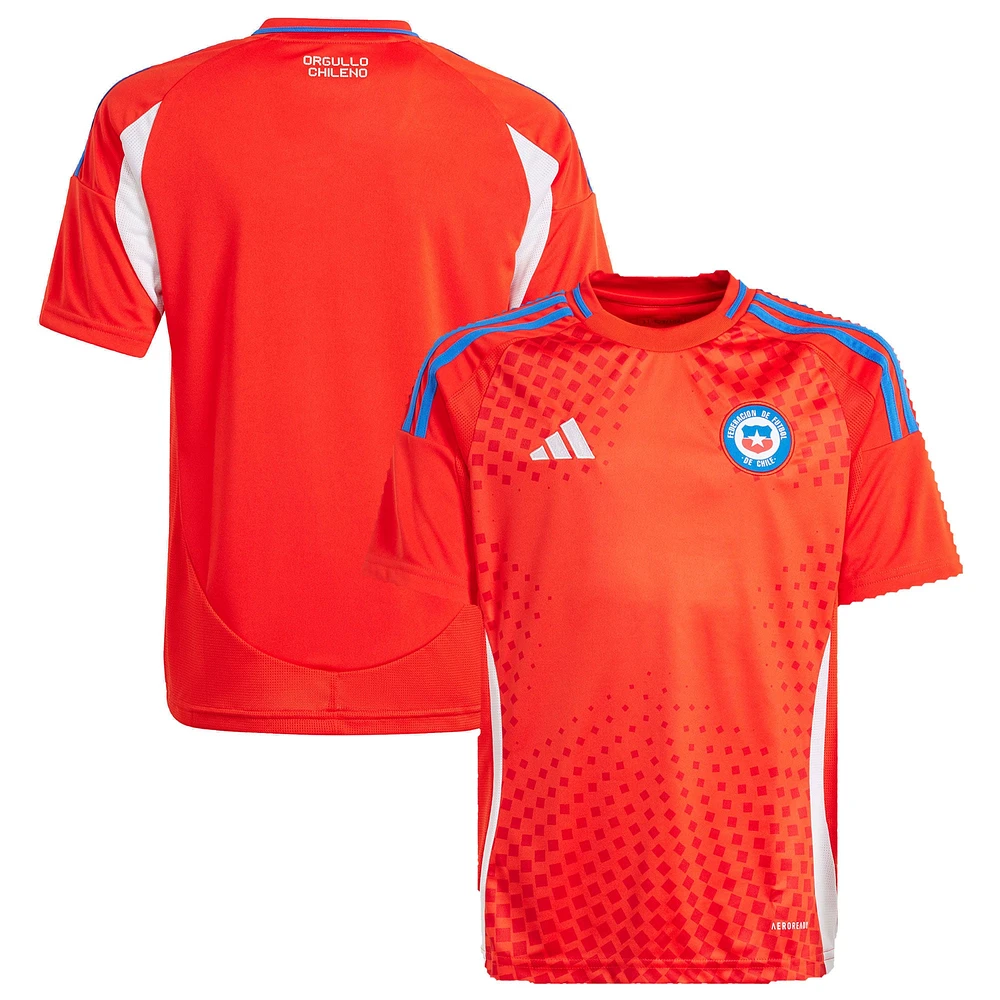 Maillot adidas rouge pour jeunes de l'équipe nationale du Chili 2024, réplique domicile