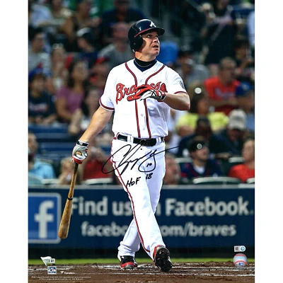 Chipper Jones Atlanta Braves Autographed 16" x 20" Hitting Photograph with "HOF 18" Inscription
