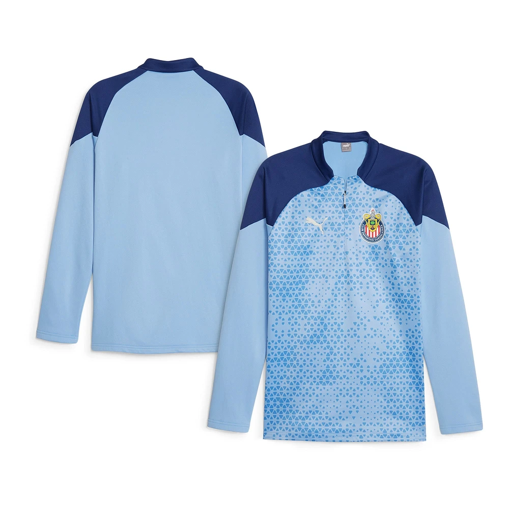 Men's Puma  Light Blue Chivas 2023/24 Quarter-Zip Fleece Top