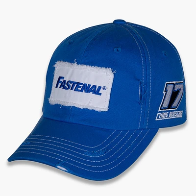 Drapeau à damier pour hommes Sports bleu Chris Buescher Fastenal Vintage Patch chapeau réglable