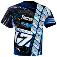 Men's Checkered Flag White Chris Buescher Fastenal Sublimated Dynamic Total Print T-Shirt