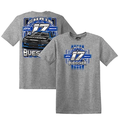 T-shirt de voiture Chris Buescher RFK Racing Heather Charcoal pour hommes