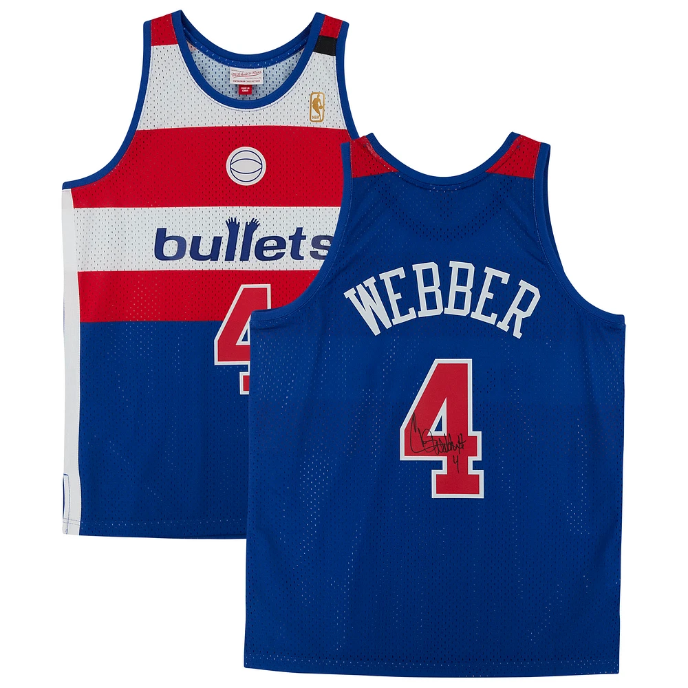 Chris Webber Blue Washington Bullets Autographed Mitchell & Ness 1996-97 Replica Jersey