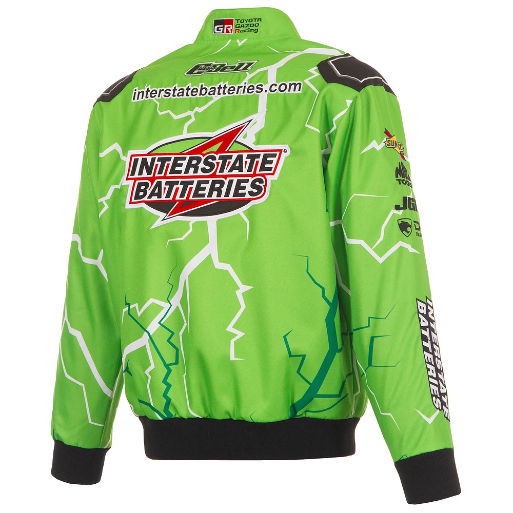 Men's JH Design Green Christopher Bell Interstate Batteries Full-Snap Twill Uniform Jacket