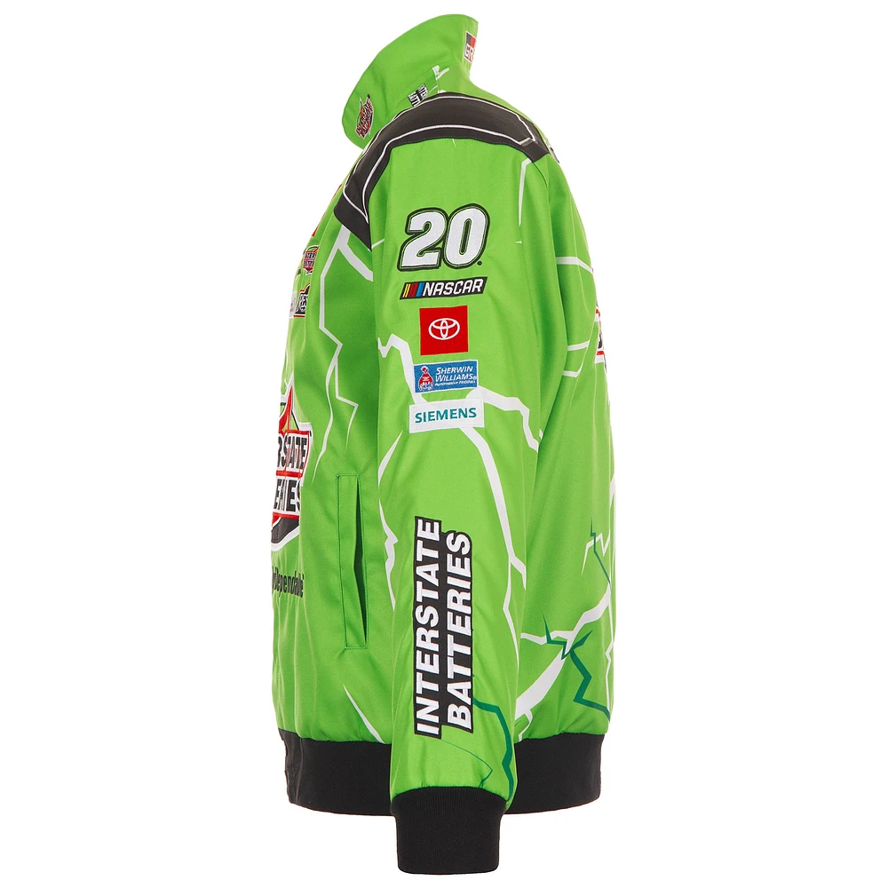 Men's JH Design Green Christopher Bell Interstate Batteries Full-Snap Twill Uniform Jacket