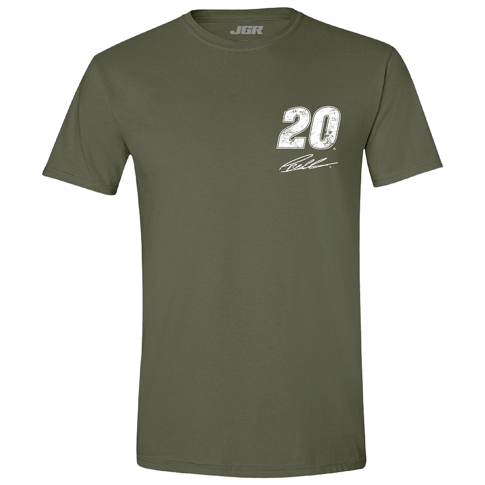 T-shirt vert pour homme avec drapeau Christopher Bell de la collection Joe Gibbs Racing Team