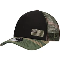 Casquette réglable Christopher Bell Trucker 9FORTY New Era noir/camouflage pour hommes