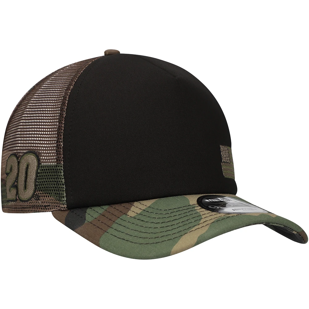 Casquette réglable Christopher Bell Trucker 9FORTY New Era noir/camouflage pour hommes