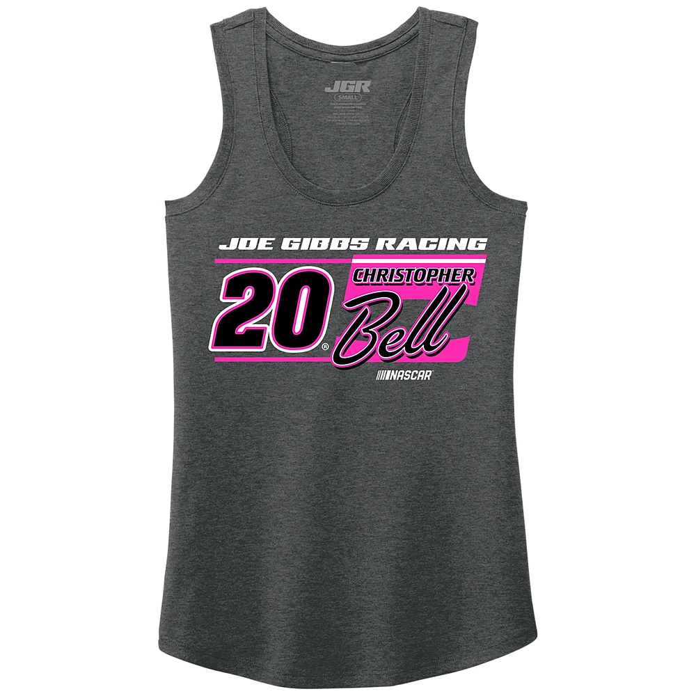 Women's Joe Gibbs Racing Team Collection Heather Black Christopher Bell Name & Number Tank Top