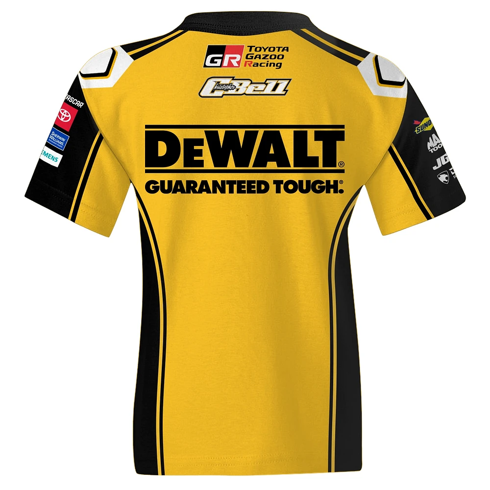 Youth Joe Gibbs Racing Team Collection  Yellow Christopher Bell DeWalt Uniform T-Shirt