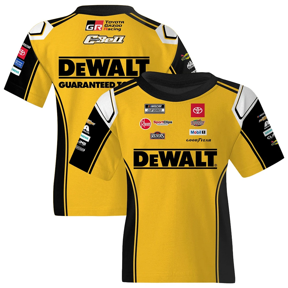 Youth Joe Gibbs Racing Team Collection Yellow Christopher Bell DeWalt Uniform T-Shirt