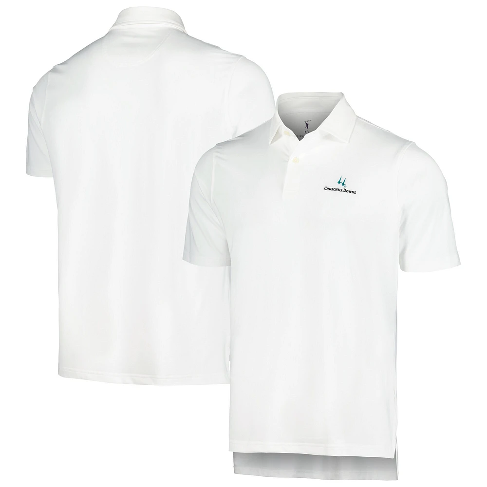 Men's Fairway & Greene White Churchill Downs Tournament Solid Polo