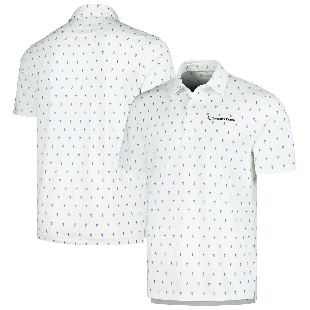 Men's White Churchill Downs The Whichway Print Polo