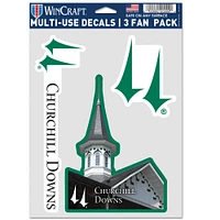 WinCraft Churchill Downs Lot de 3 feuilles de décalcomanies multi-usages