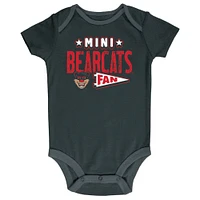 Infant Champion Black/Heather Gray/White Cincinnati Bearcats Three-Pack Bodysuit Set