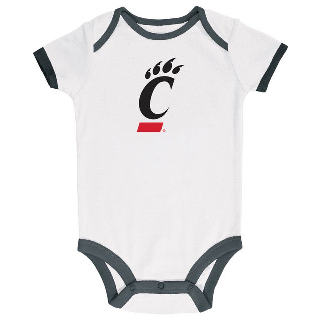 Lot de trois bodys Cincinnati Bearcats pour bébé Champion Noir/gris chiné/blanc