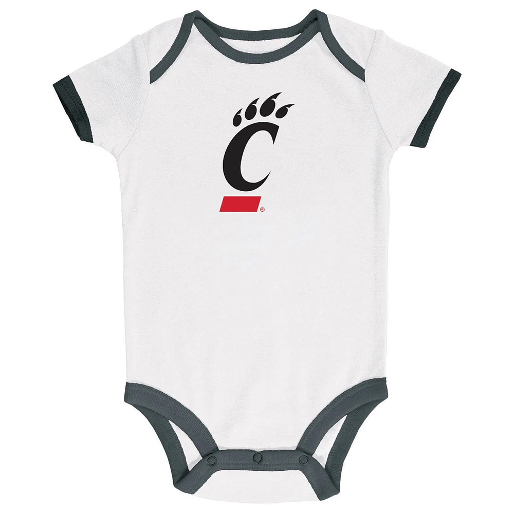 Infant Champion Black/Heather Gray/White Cincinnati Bearcats Three-Pack Bodysuit Set
