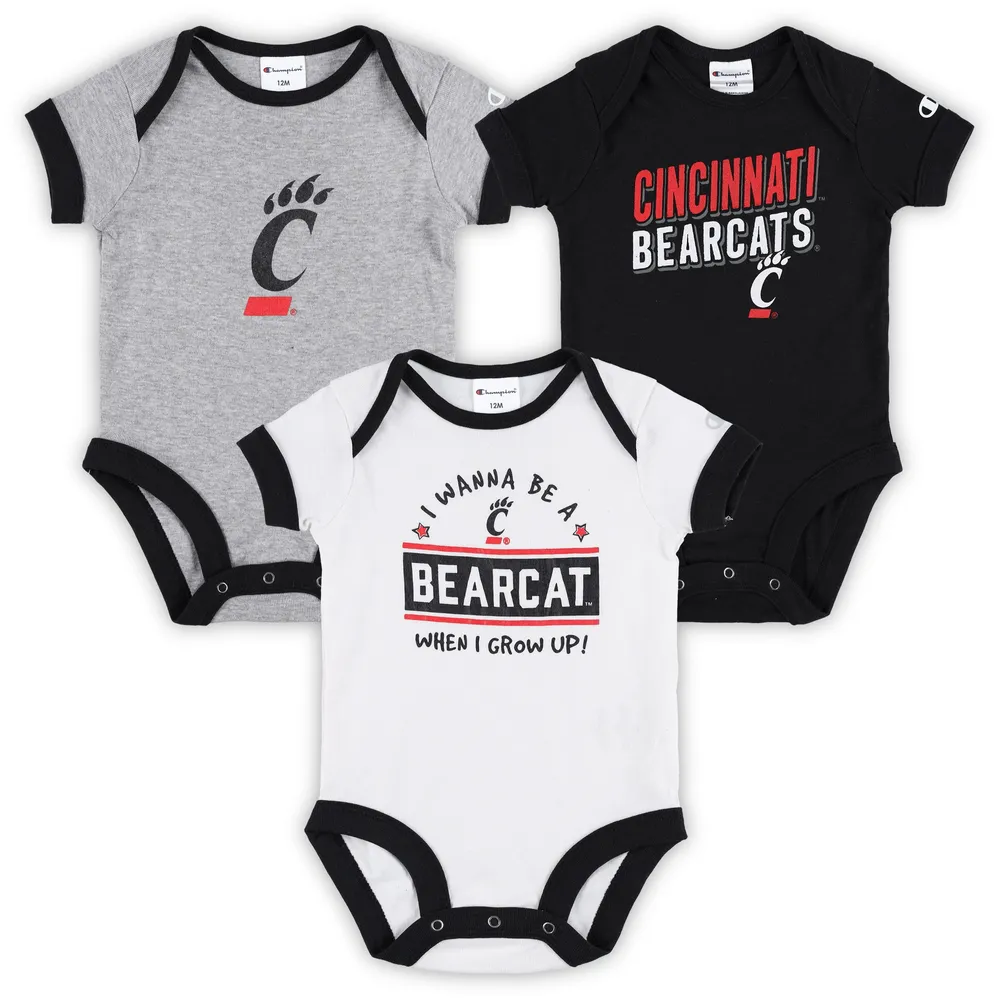 Lot de trois bodys I Wanna Be des Bearcats Cincinnati pour bébé Champion Noir/gris chiné