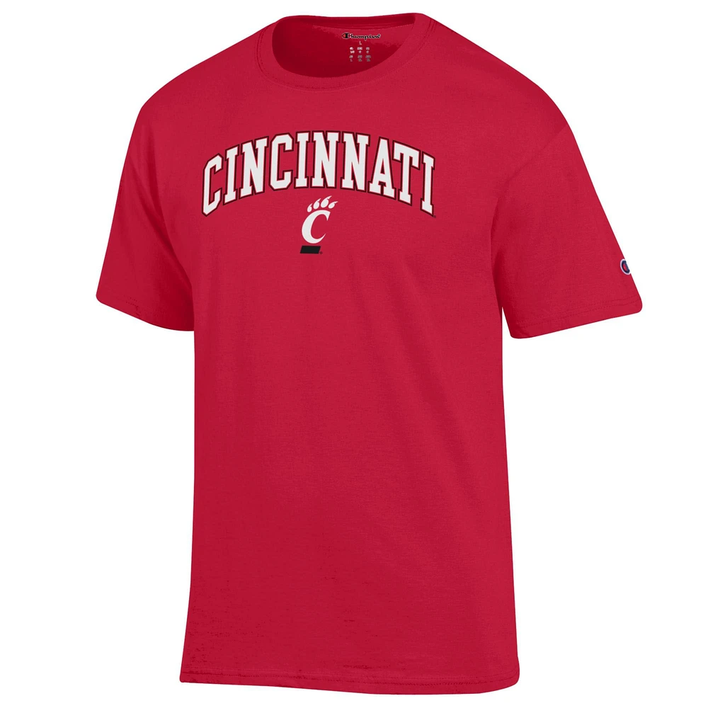 Men's Champion  Red Cincinnati Bearcats Arch Over Logo T-Shirt
