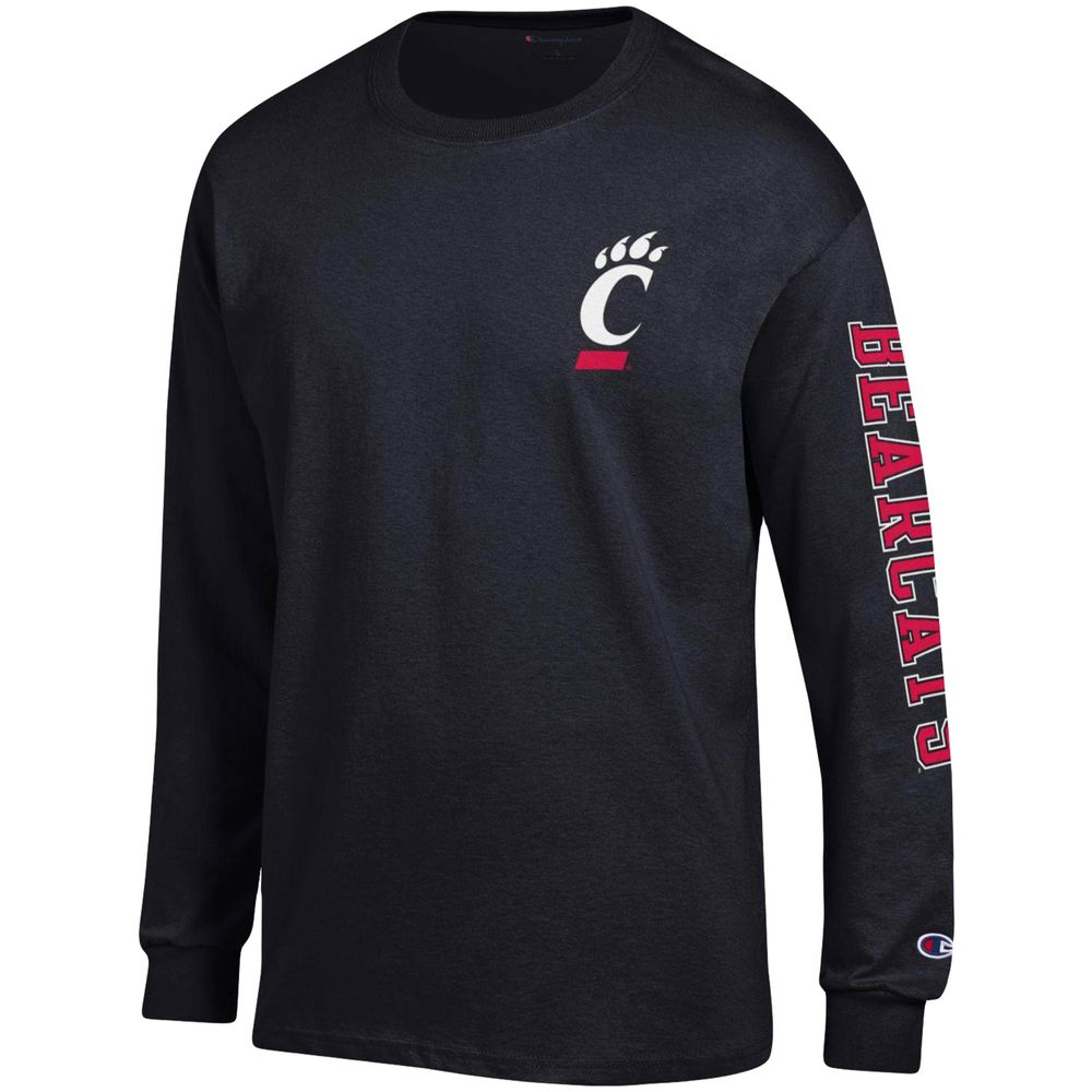 Men's Champion Black Cincinnati Bearcats Team Stack Long Sleeve T-Shirt