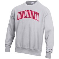 Men's Champion Heathered Gray Cincinnati Bearcats Arch Reverse Weave Pullover Sweatshirt