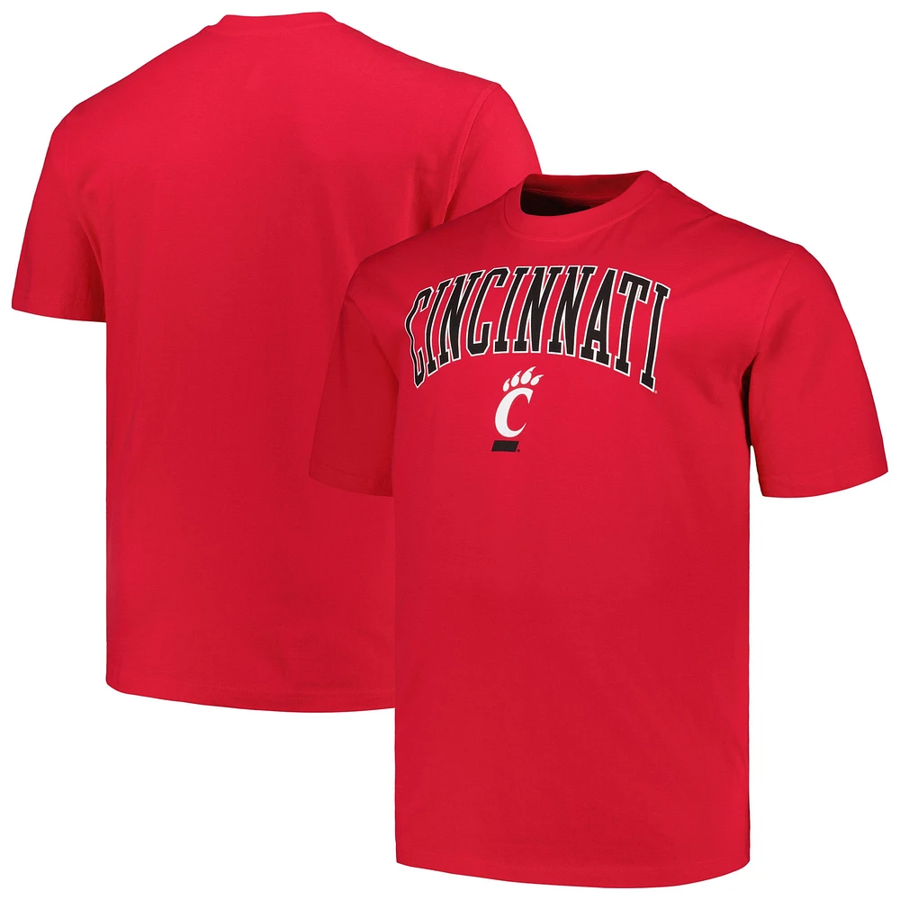 T-shirt Champion rouge pour hommes des Bearcats de Cincinnati Big & Tall Arch Over Logo