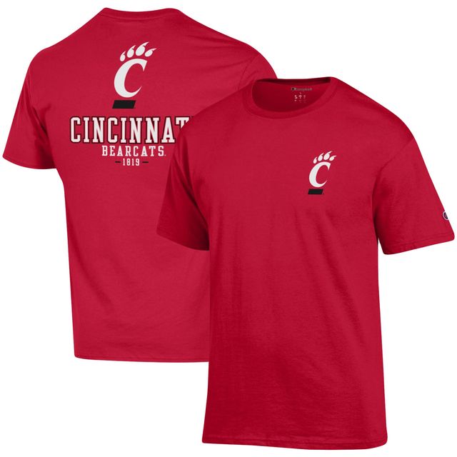 T-shirt Champion pour homme rouge Cincinnati Bearcats Stack 2-Hit